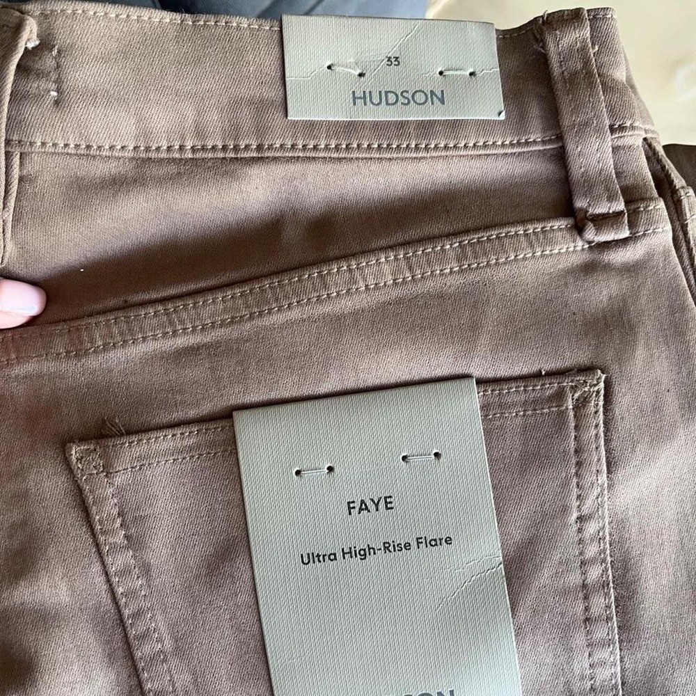 Hudson Jeans Coated Waxed Denim Straight Leg Dark Tan NWT Sz 33 - Picture 5 of 5
